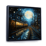 Train Luminous Trails Pointillism - Train Canvas Wall Art
