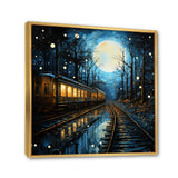 Train Luminous Trails Pointillism - Train Canvas Wall Art
