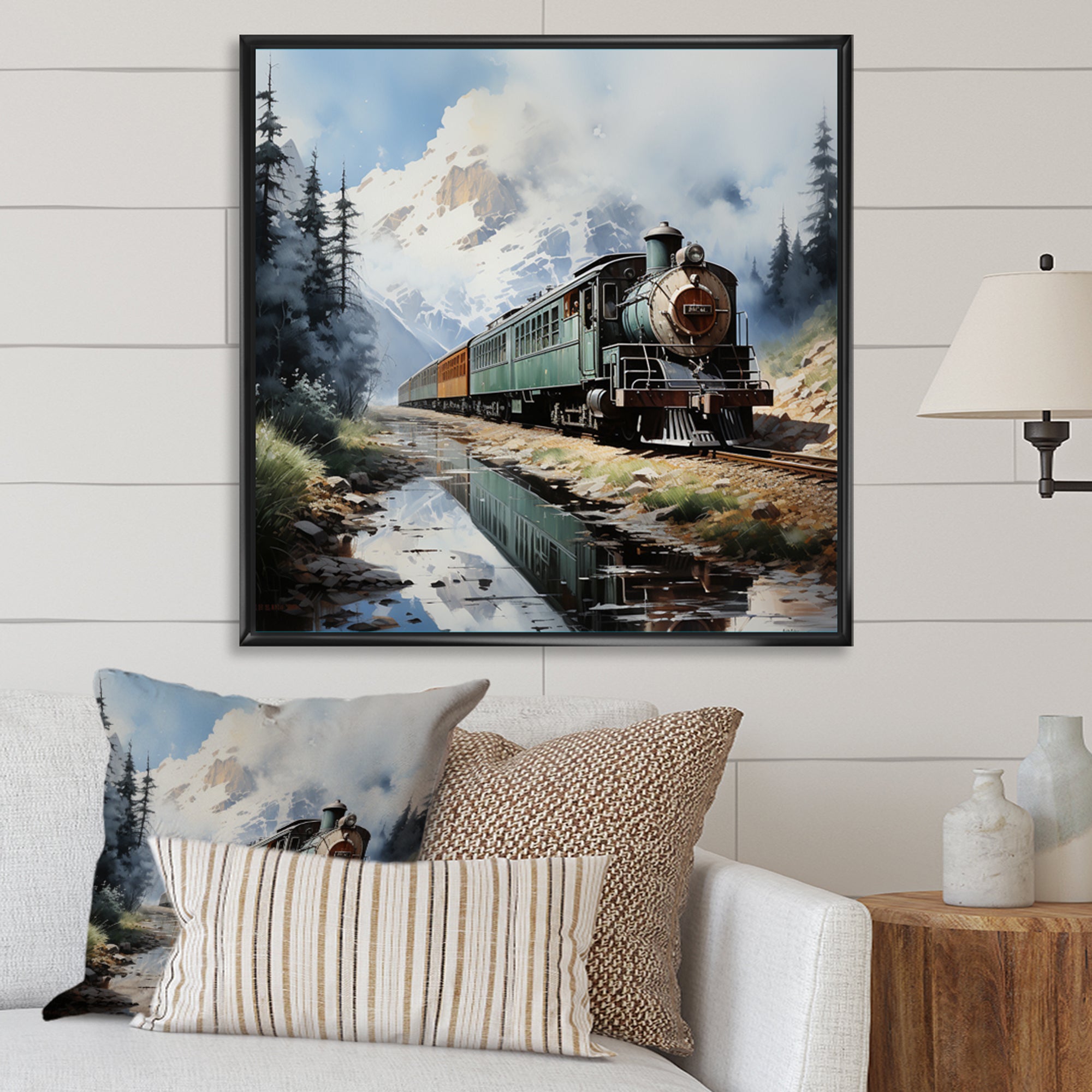 Train Majestic Passage Pointillism I - Train Canvas Wall Art