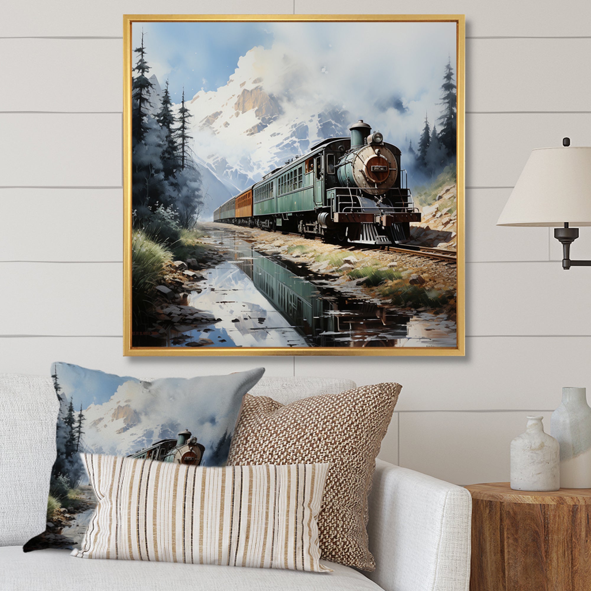 Train Majestic Passage Pointillism I - Train Canvas Wall Art