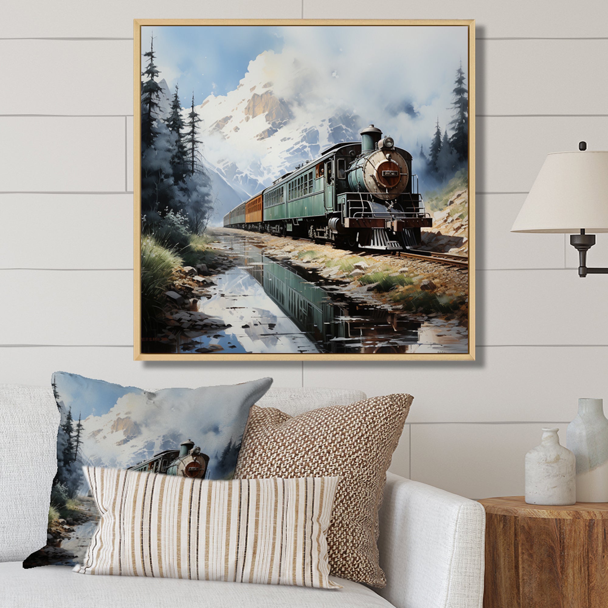 Train Majestic Passage Pointillism I - Train Canvas Wall Art