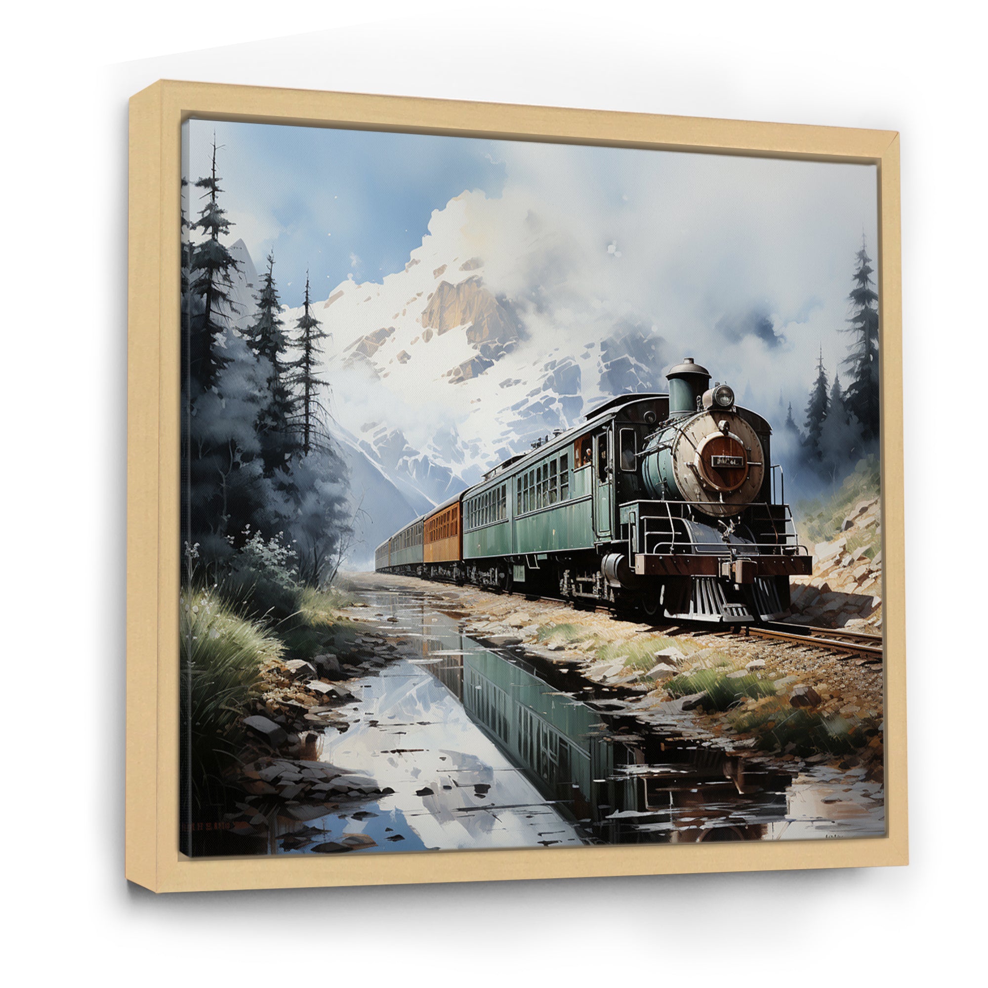Train Majestic Passage Pointillism I - Train Canvas Wall Art
