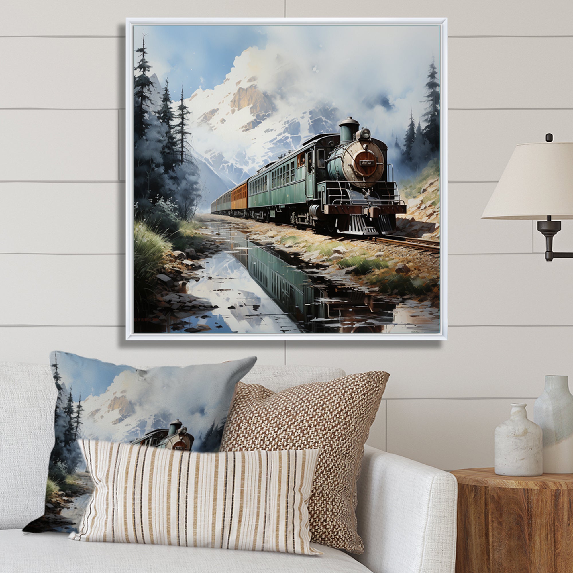 Train Majestic Passage Pointillism I - Train Canvas Wall Art