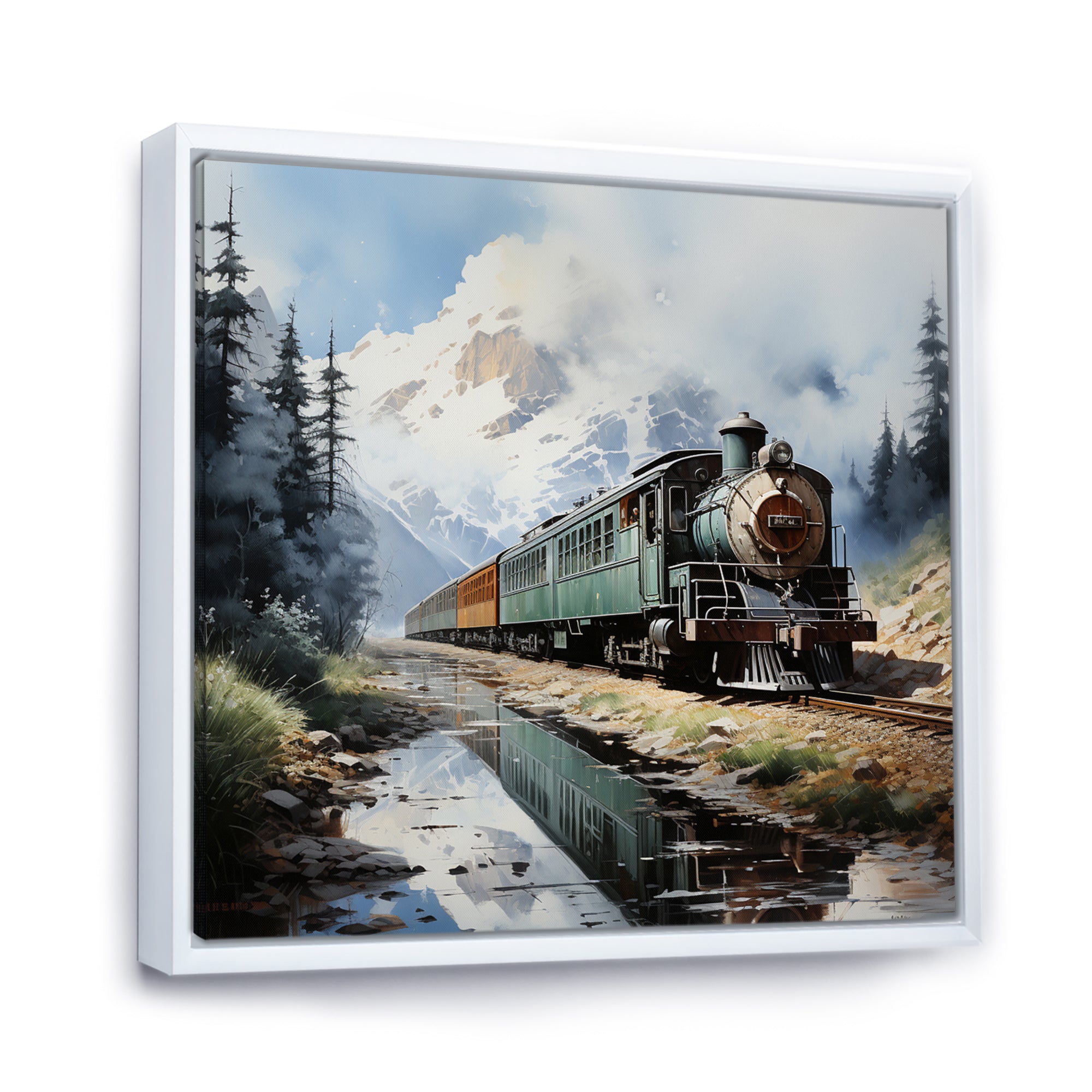 Train Majestic Passage Pointillism I - Train Canvas Wall Art