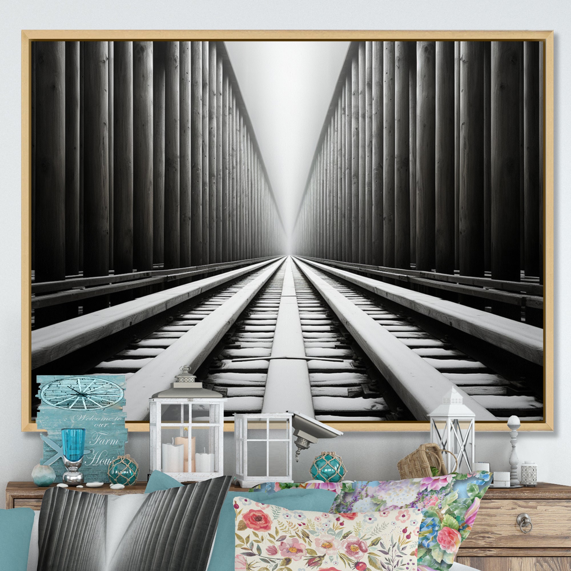 Train Minimalist Tracks I - Train Canvas Wall Art