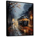 Train Misty Morning Pointillism I - Train Canvas Wall Art