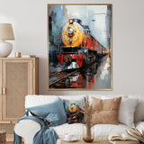Yellow Red Train Tracks - Train Canvas Wall Art