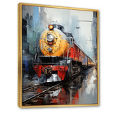 Yellow Red Train Tracks - Train Canvas Wall Art