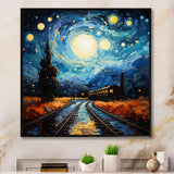 Blue Train Rails By Vincent I - Train Canvas Wall Art