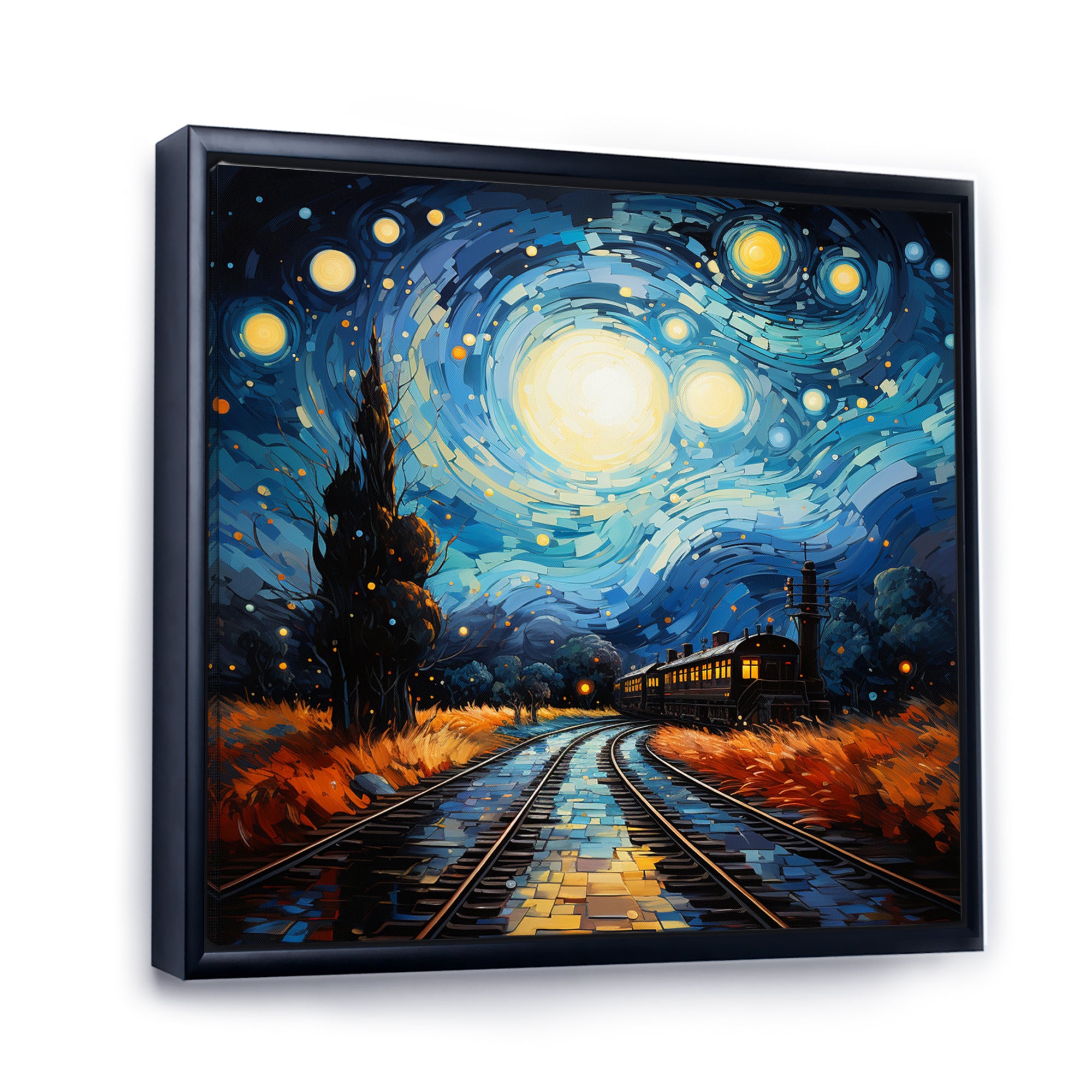 Blue Train Rails By Vincent I - Train Canvas Wall Art