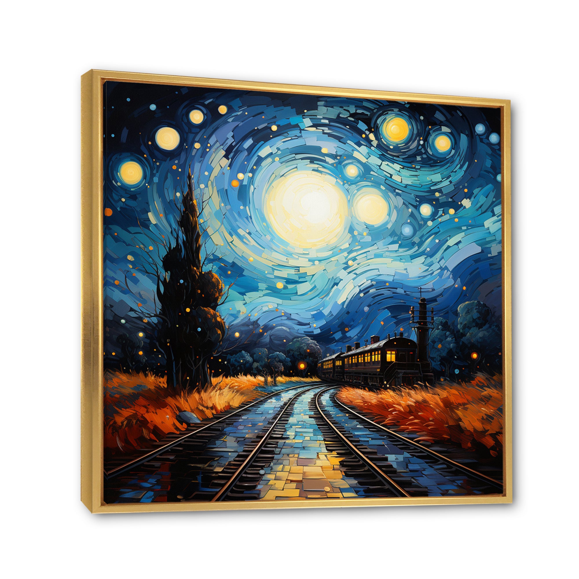 Blue Train Rails By Vincent I - Train Canvas Wall Art