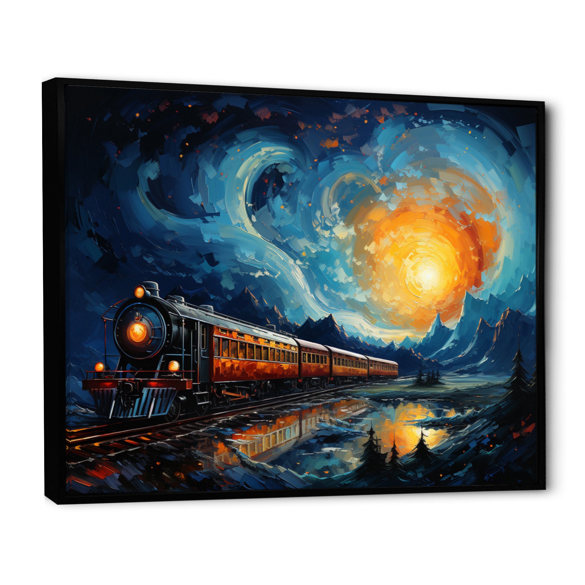 Yellow Blue Train Rails By Vincent - Train Canvas Wall Art