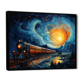 Yellow Blue Train Rails By Vincent - Train Canvas Wall Art