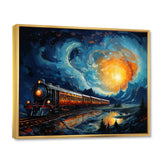 Yellow Blue Train Rails By Vincent - Train Canvas Wall Art