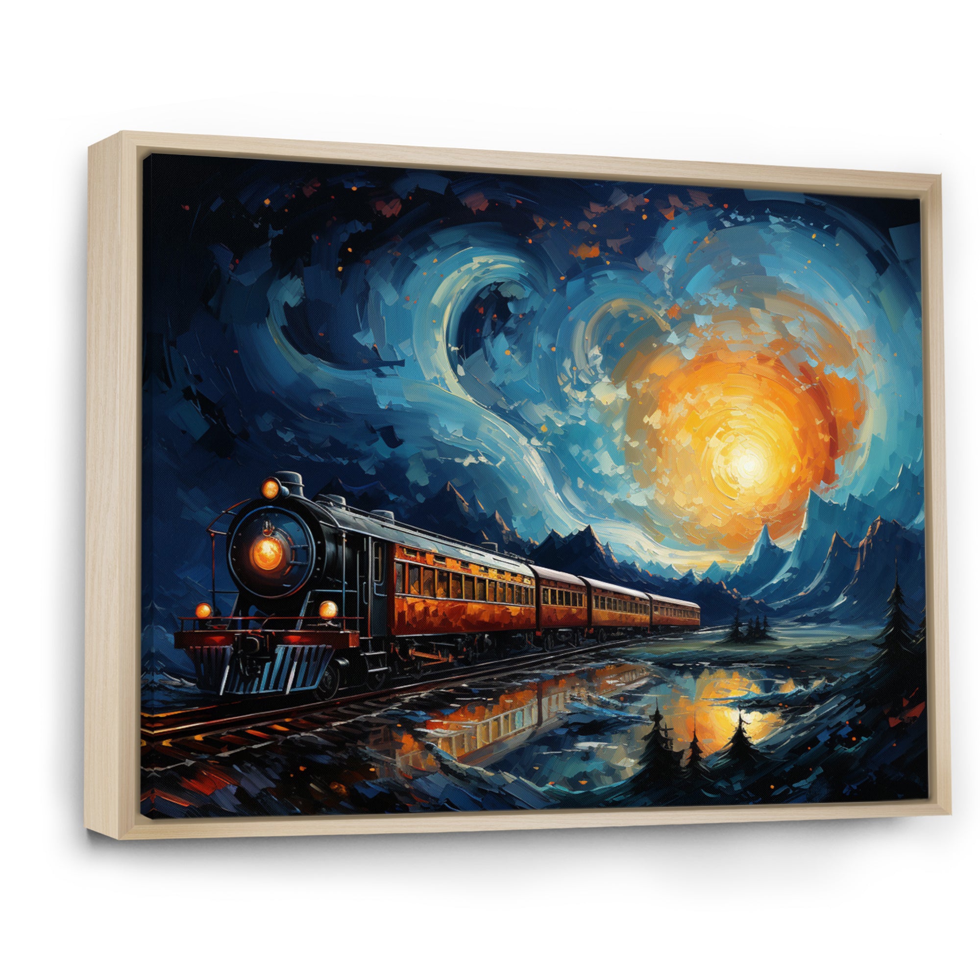 Yellow Blue Train Rails By Vincent - Train Canvas Wall Art