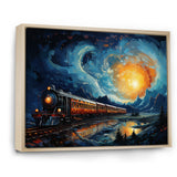 Yellow Blue Train Rails By Vincent - Train Canvas Wall Art