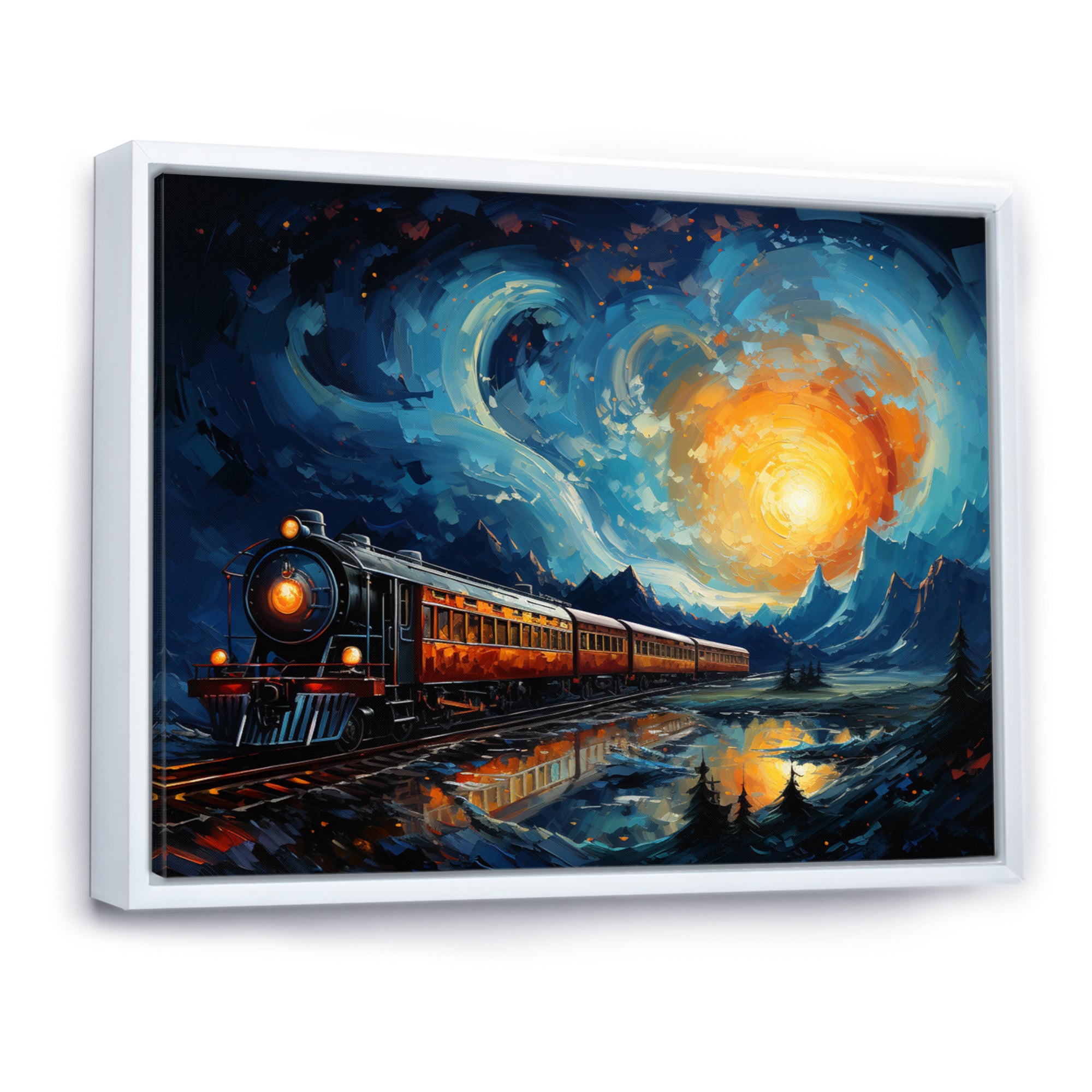 Yellow Blue Train Rails By Vincent - Train Canvas Wall Art