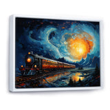 Yellow Blue Train Rails By Vincent - Train Canvas Wall Art