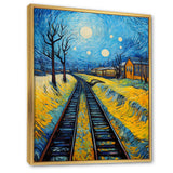Yellow Grass Train Rails - Train Canvas Wall Art