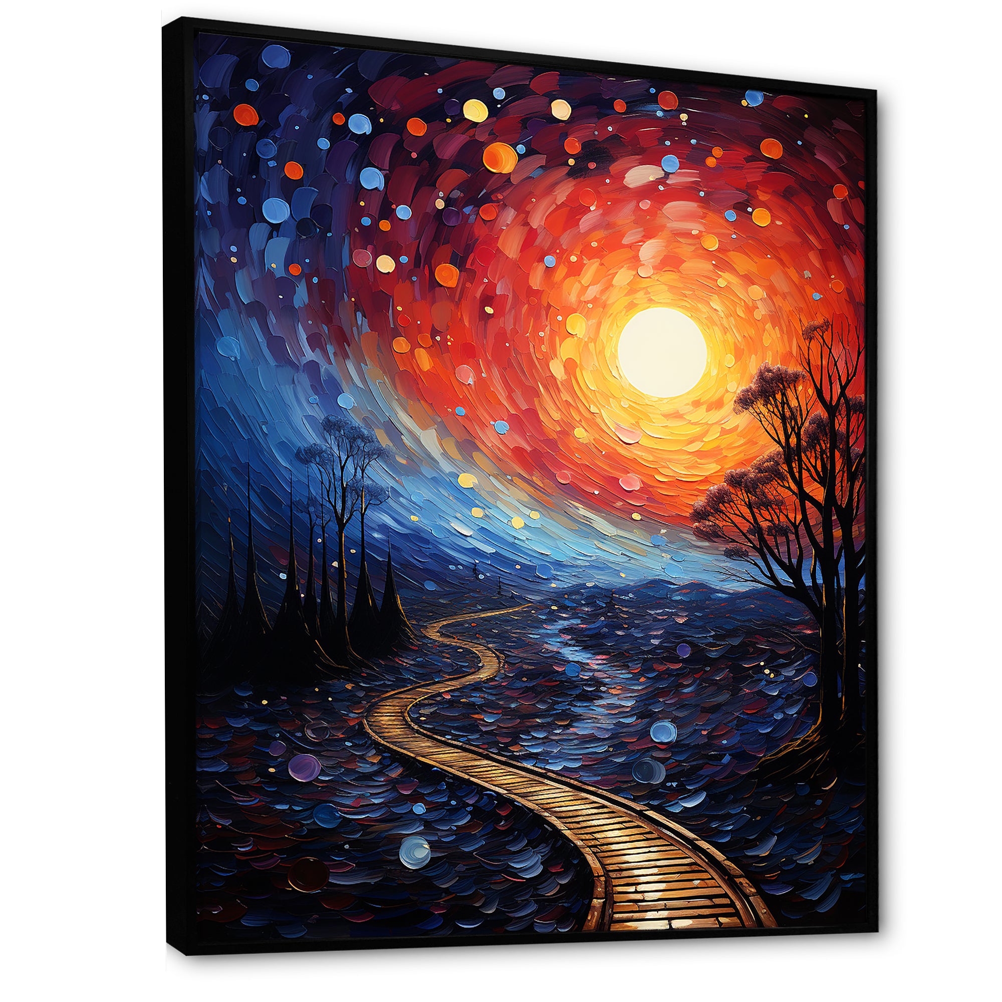 Orange Tree Aerial Dance Pointillism I - Train Canvas Wall Art