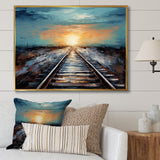 Peach Train Track Serene Railways - Train Canvas Wall Art