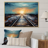 Peach Train Track Serene Railways - Train Canvas Wall Art
