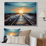 Peach Train Track Serene Railways - Train Canvas Wall Art