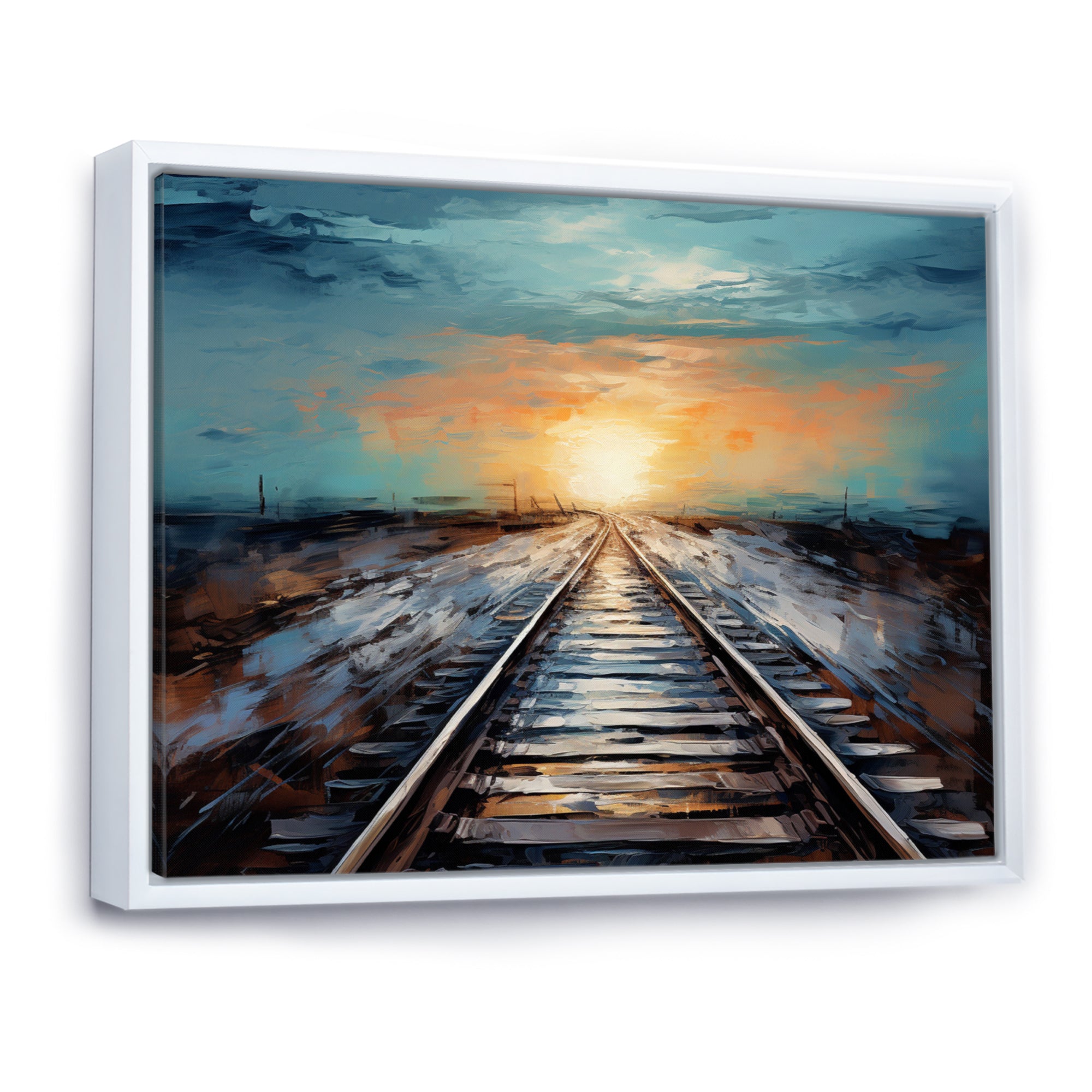 Peach Train Track Serene Railways - Train Canvas Wall Art