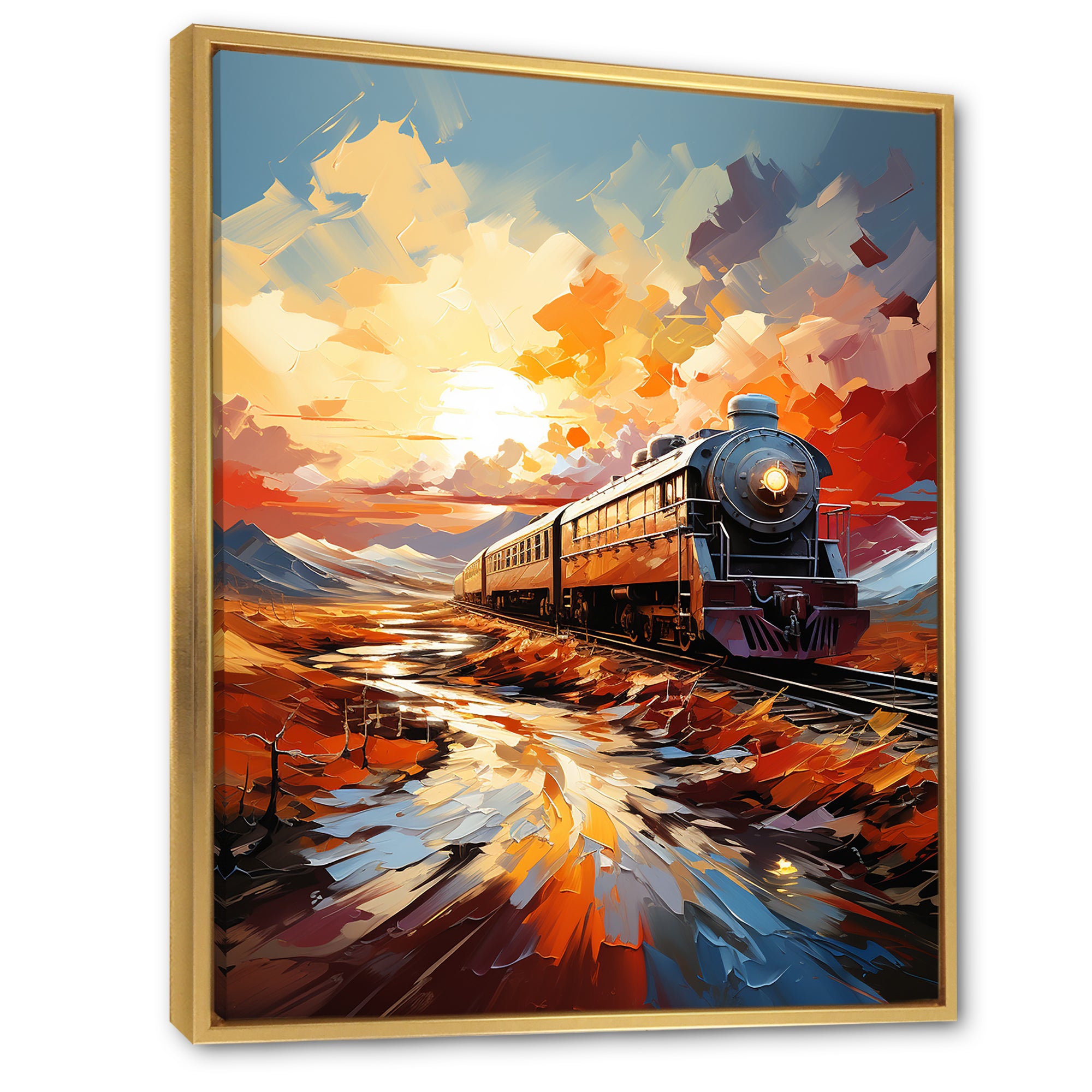 Orange Train Sublime Landscapes - Train Canvas Wall Art