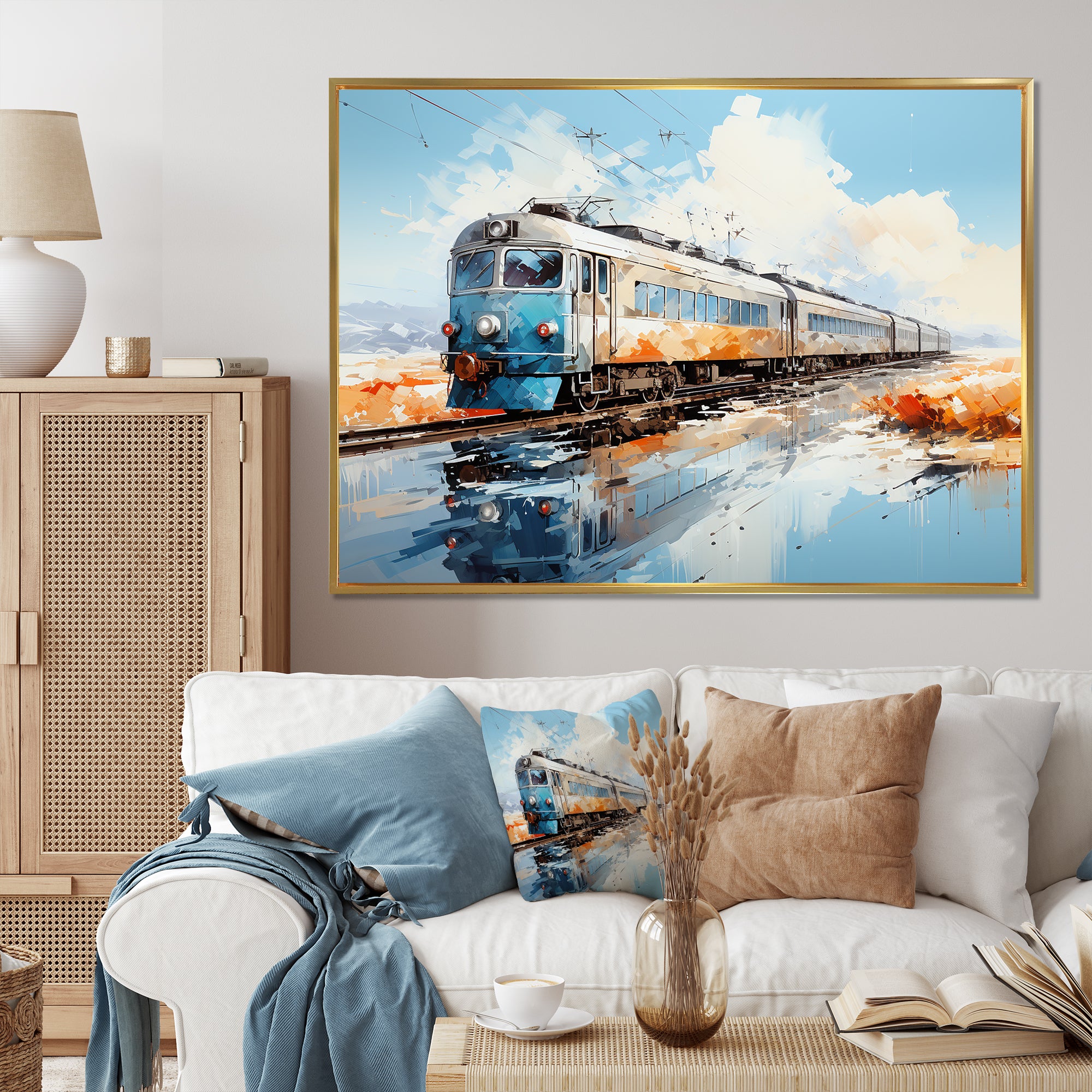 Blue Train Sublime Landscapes I - Train Canvas Wall Art