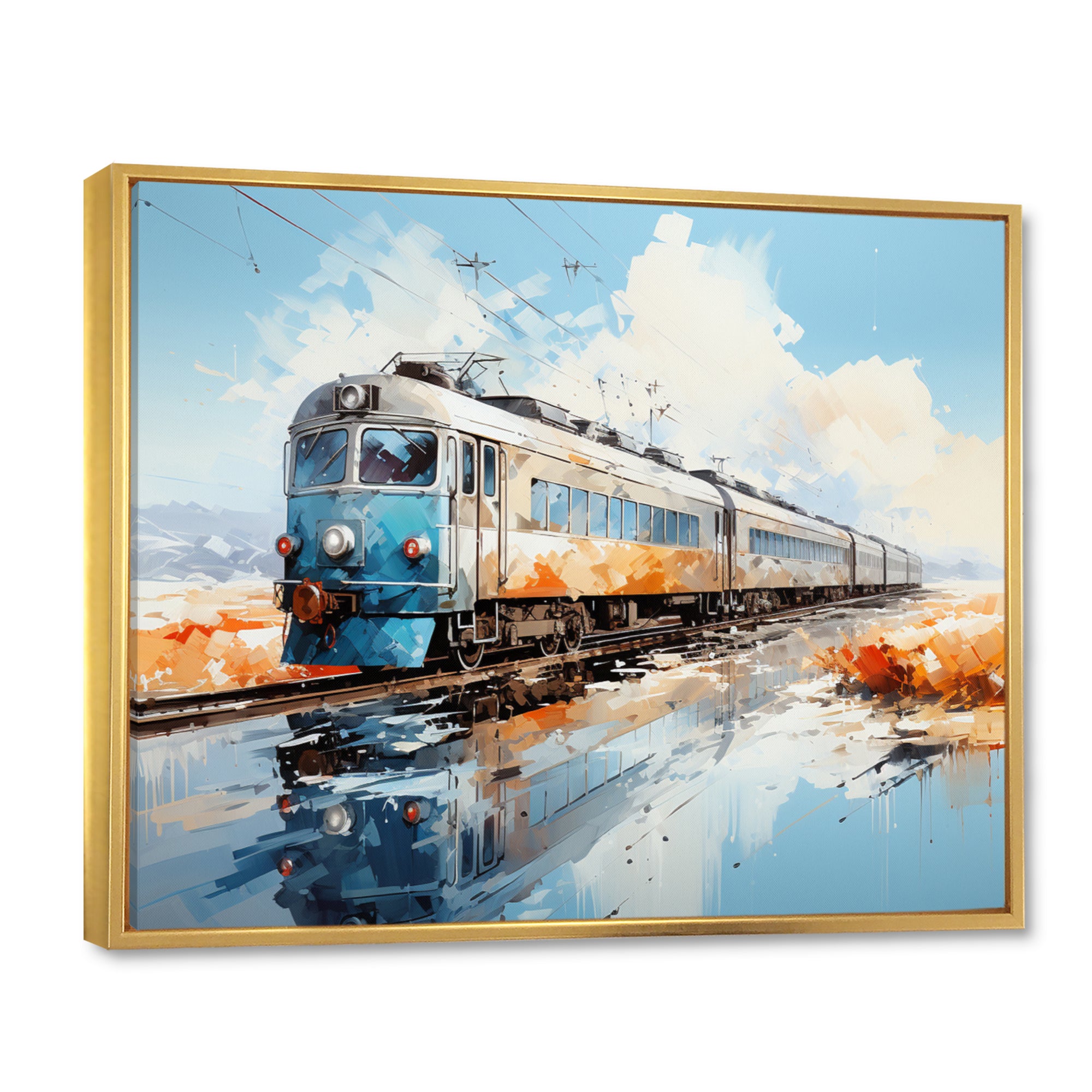Blue Train Sublime Landscapes I - Train Canvas Wall Art