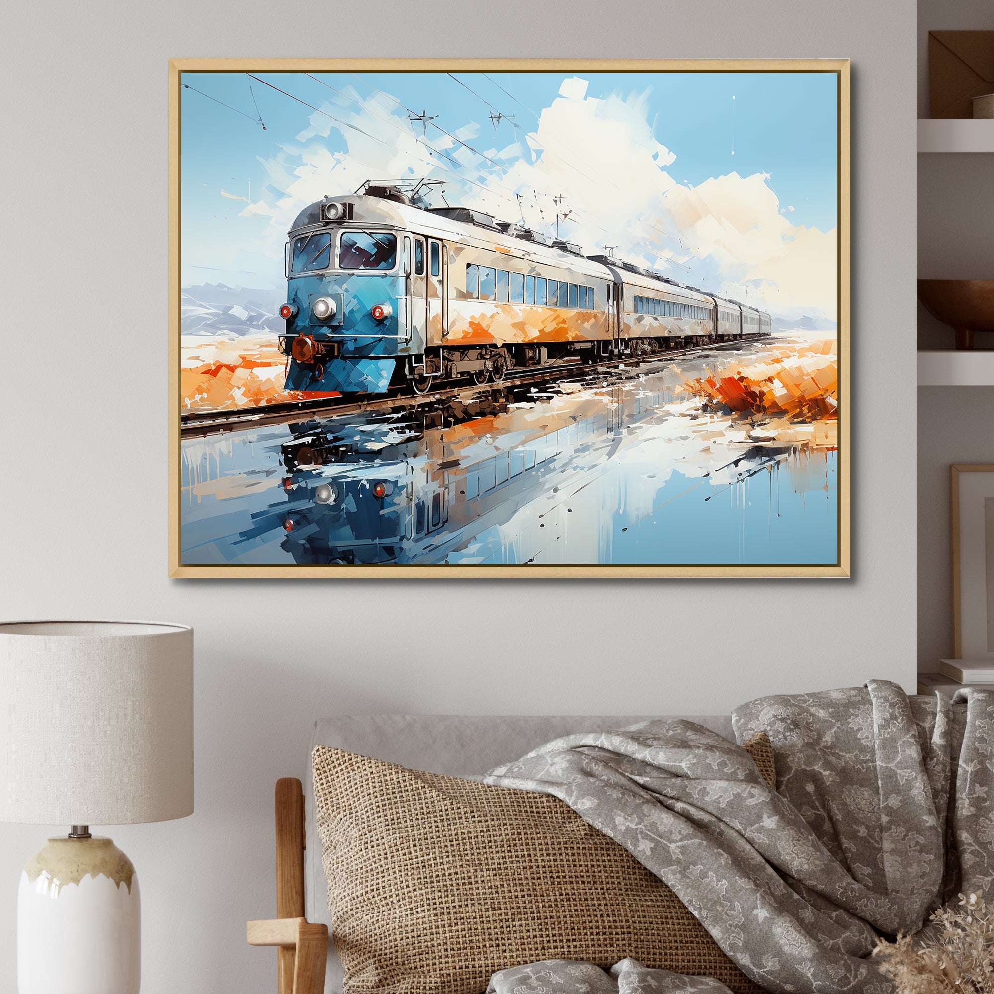 Blue Train Sublime Landscapes I - Train Canvas Wall Art