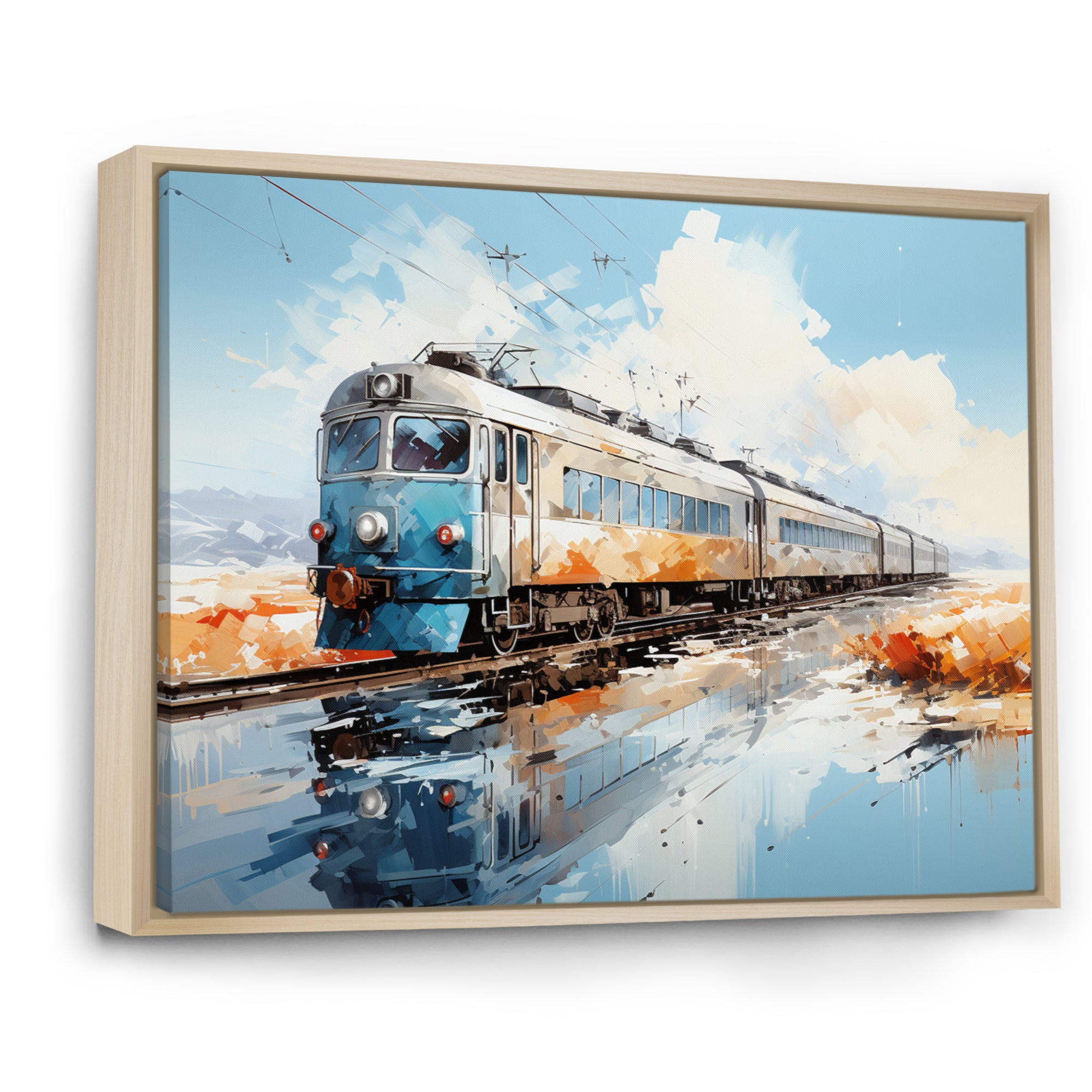 Blue Train Sublime Landscapes I - Train Canvas Wall Art