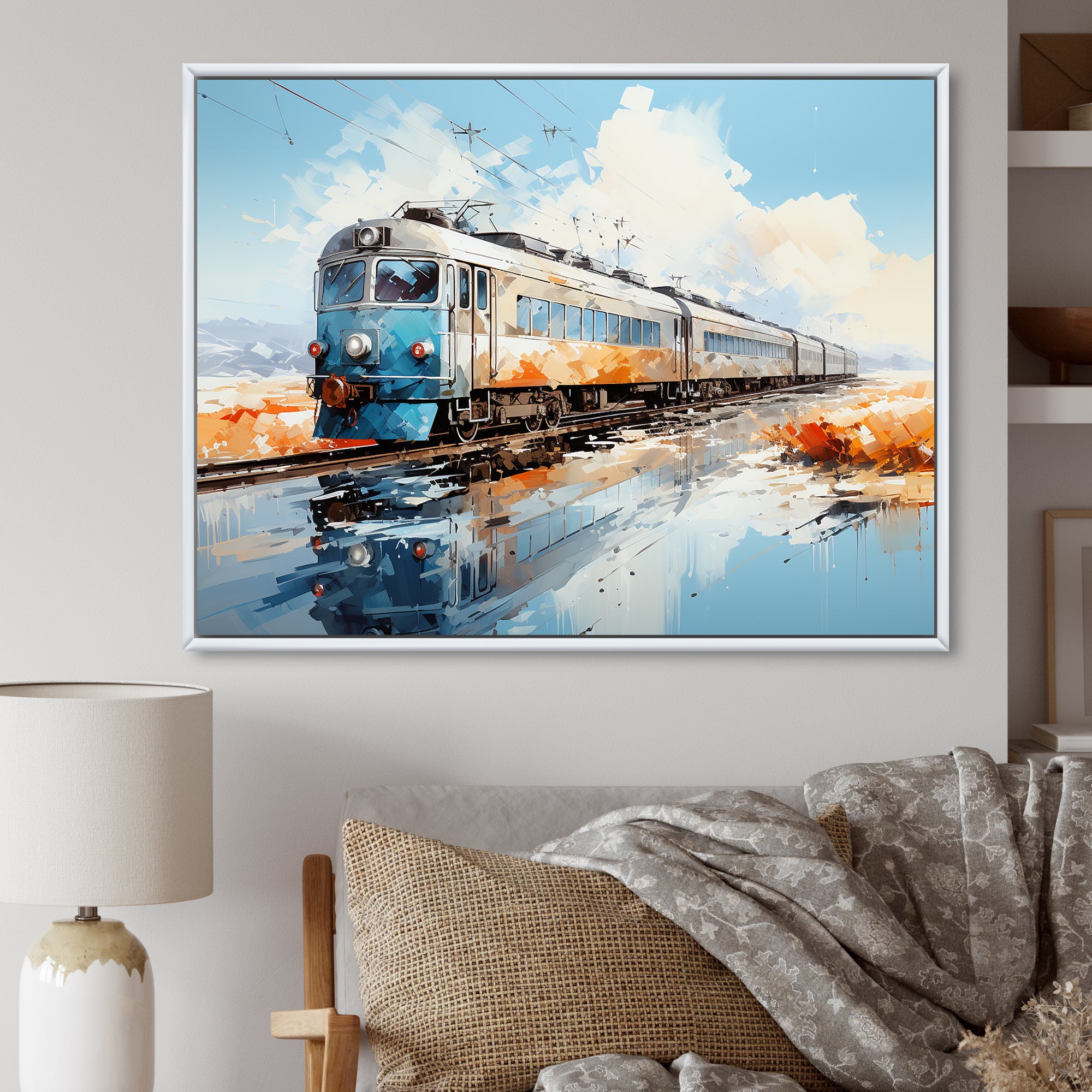 Blue Train Sublime Landscapes I - Train Canvas Wall Art