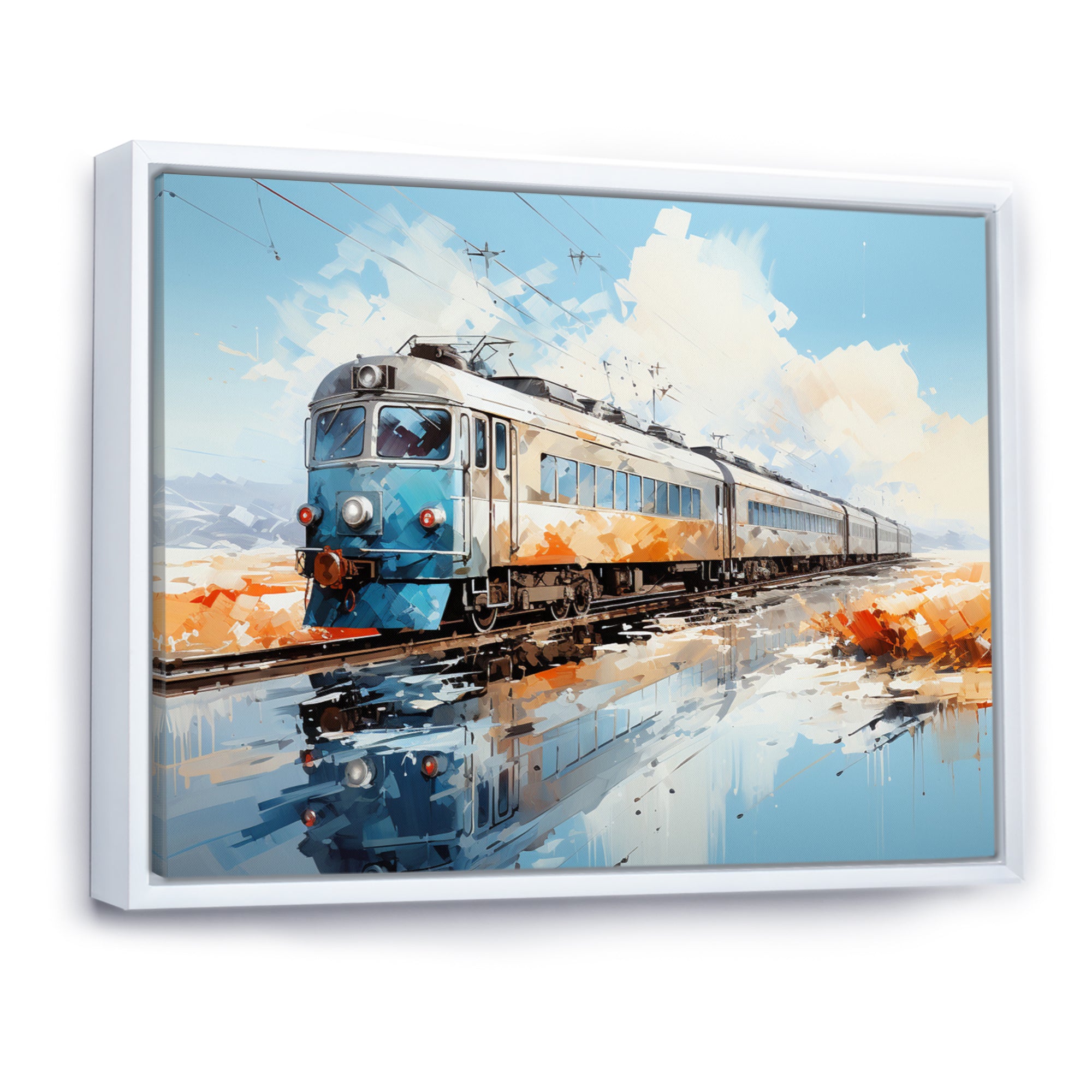 Blue Train Sublime Landscapes I - Train Canvas Wall Art