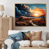 Train Sublime Sunset Landscapes - Train Canvas Wall Art