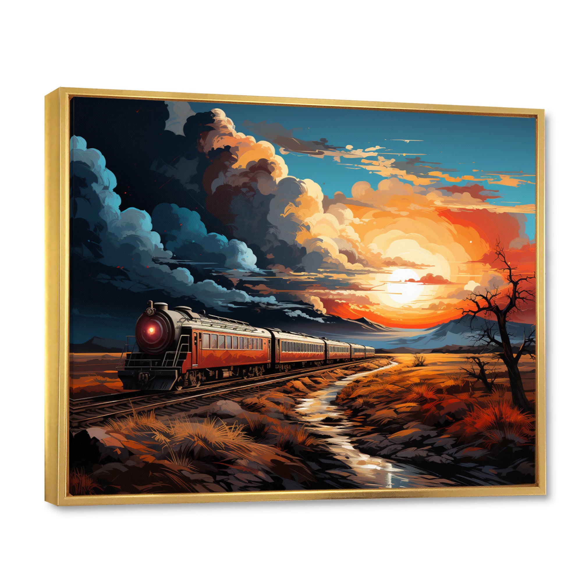 Train Sublime Sunset Landscapes - Train Canvas Wall Art
