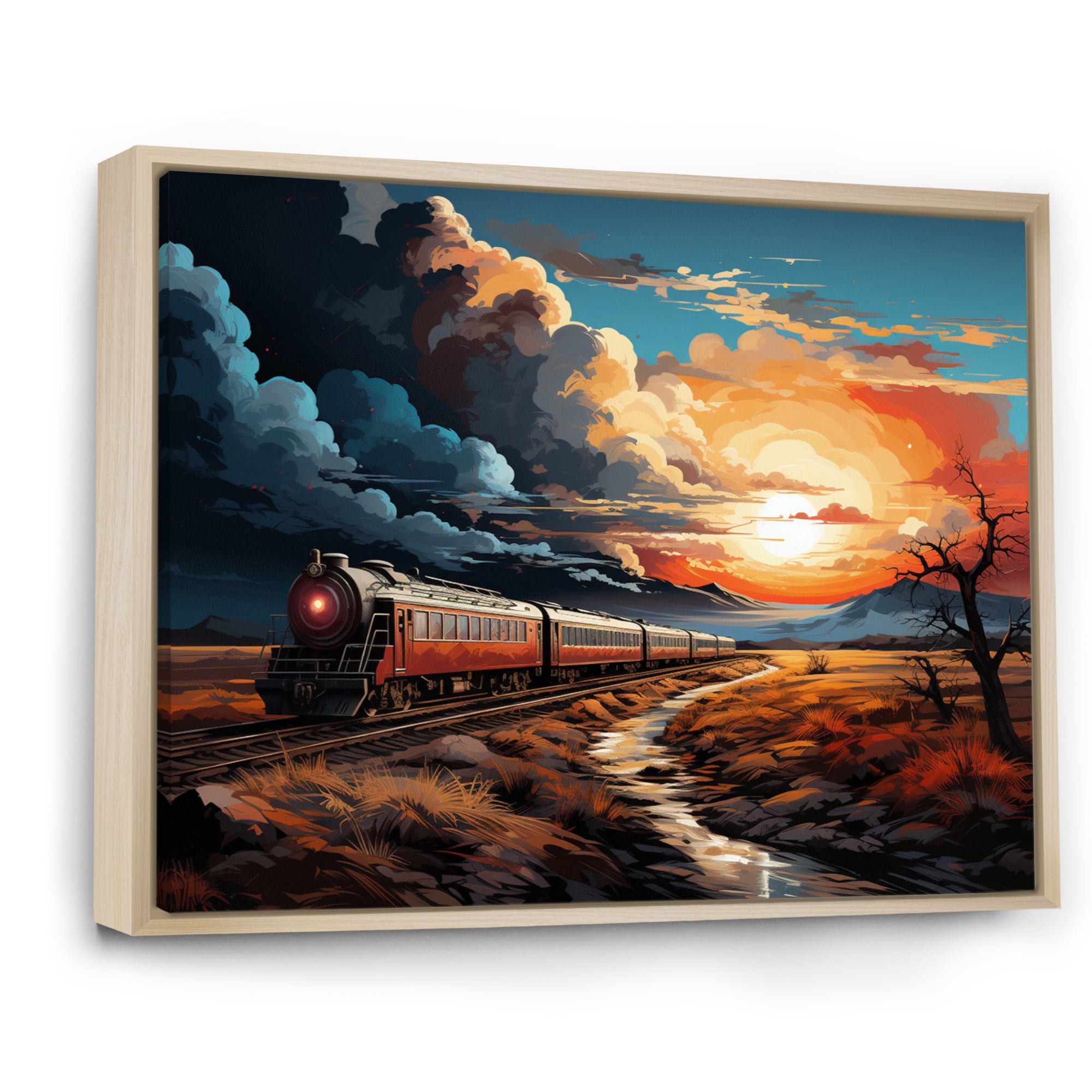 Train Sublime Sunset Landscapes - Train Canvas Wall Art
