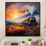 Abstract Train Sunset Express Pointillism I - Train Canvas Wall Art