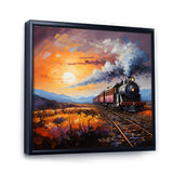 Abstract Train Sunset Express Pointillism I - Train Canvas Wall Art