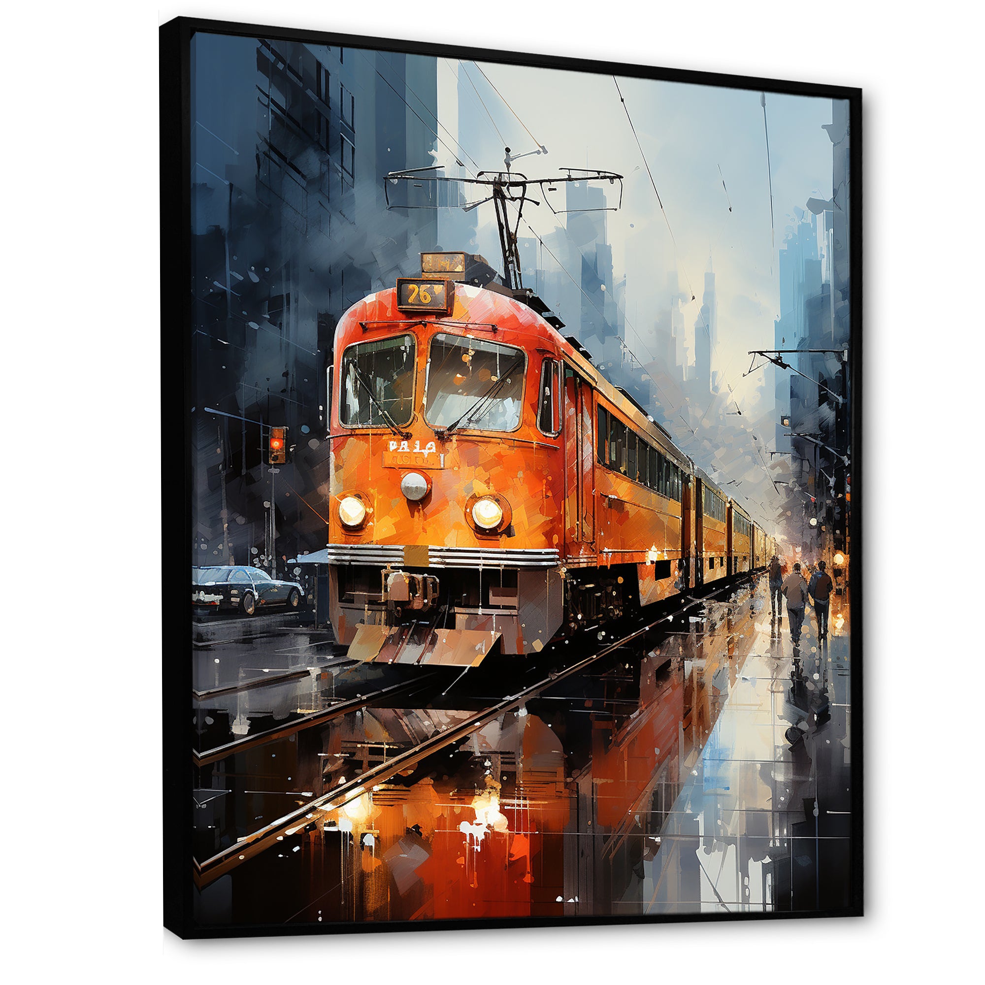 Orange Train Journey I - Train Canvas Wall Art