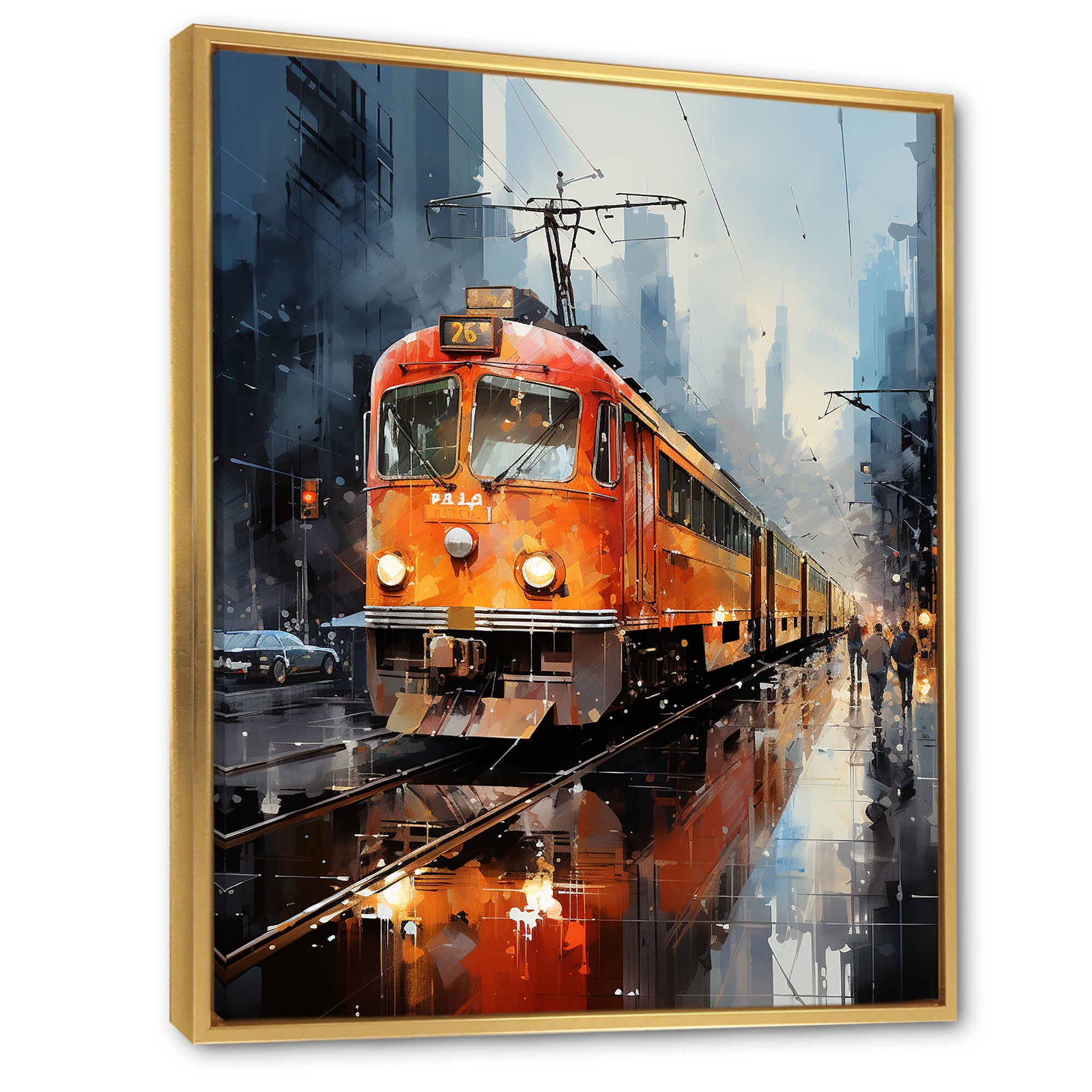 Orange Train Journey I - Train Canvas Wall Art