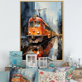 Orange Train Journey I - Train Canvas Wall Art