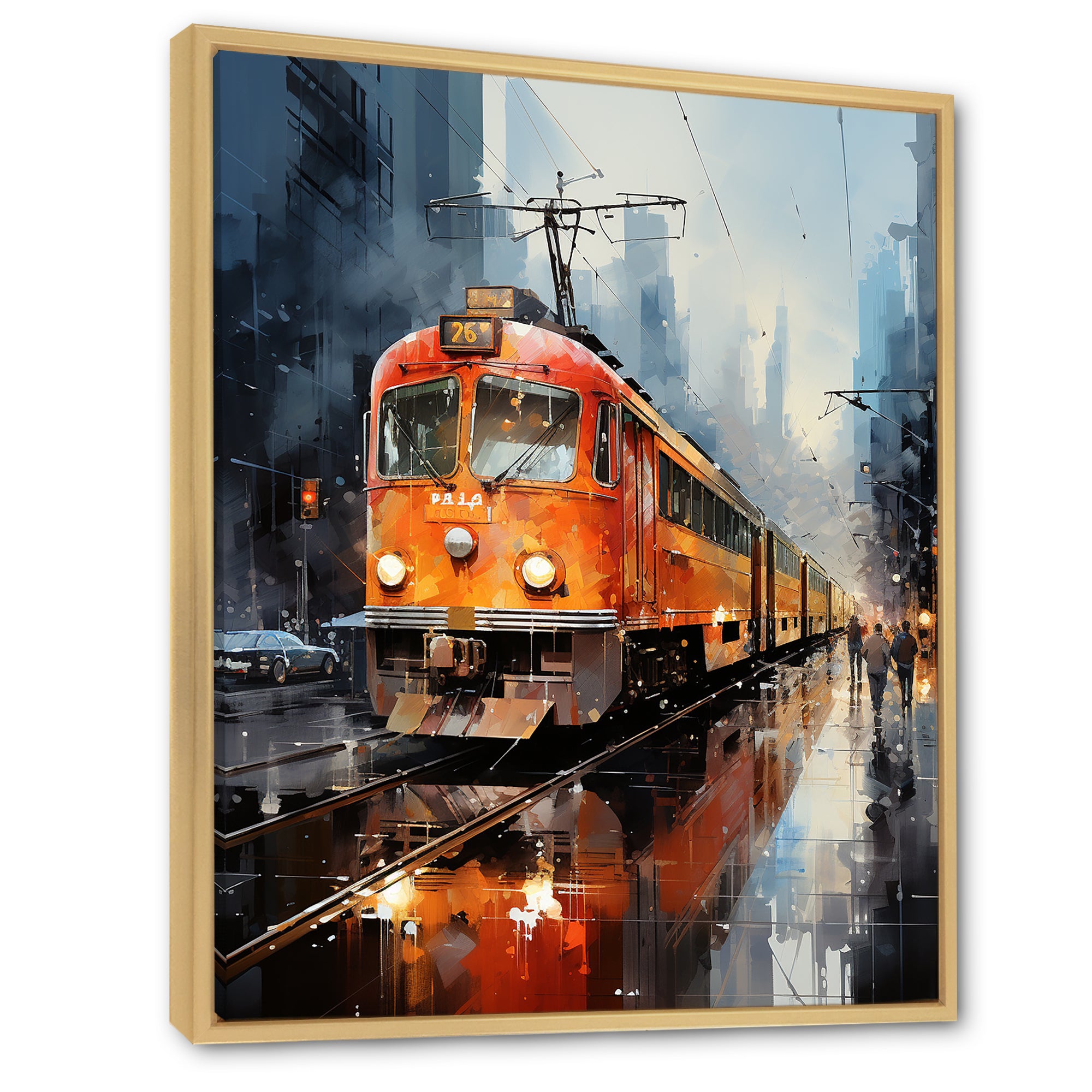 Orange Train Journey I - Train Canvas Wall Art
