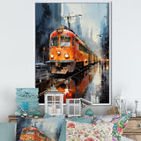 Orange Train Journey I - Train Canvas Wall Art