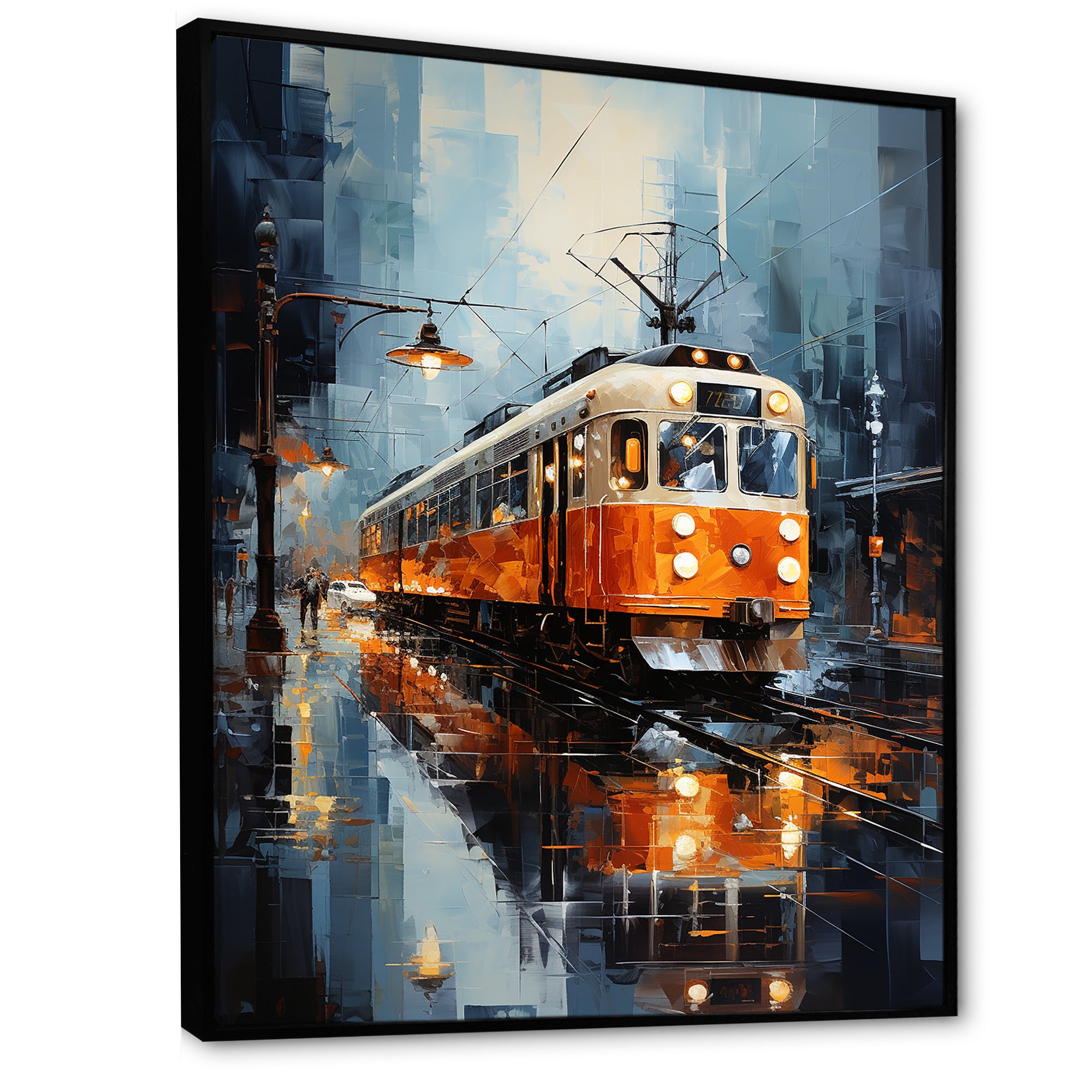 Orange White Train Journey - Train Canvas Wall Art
