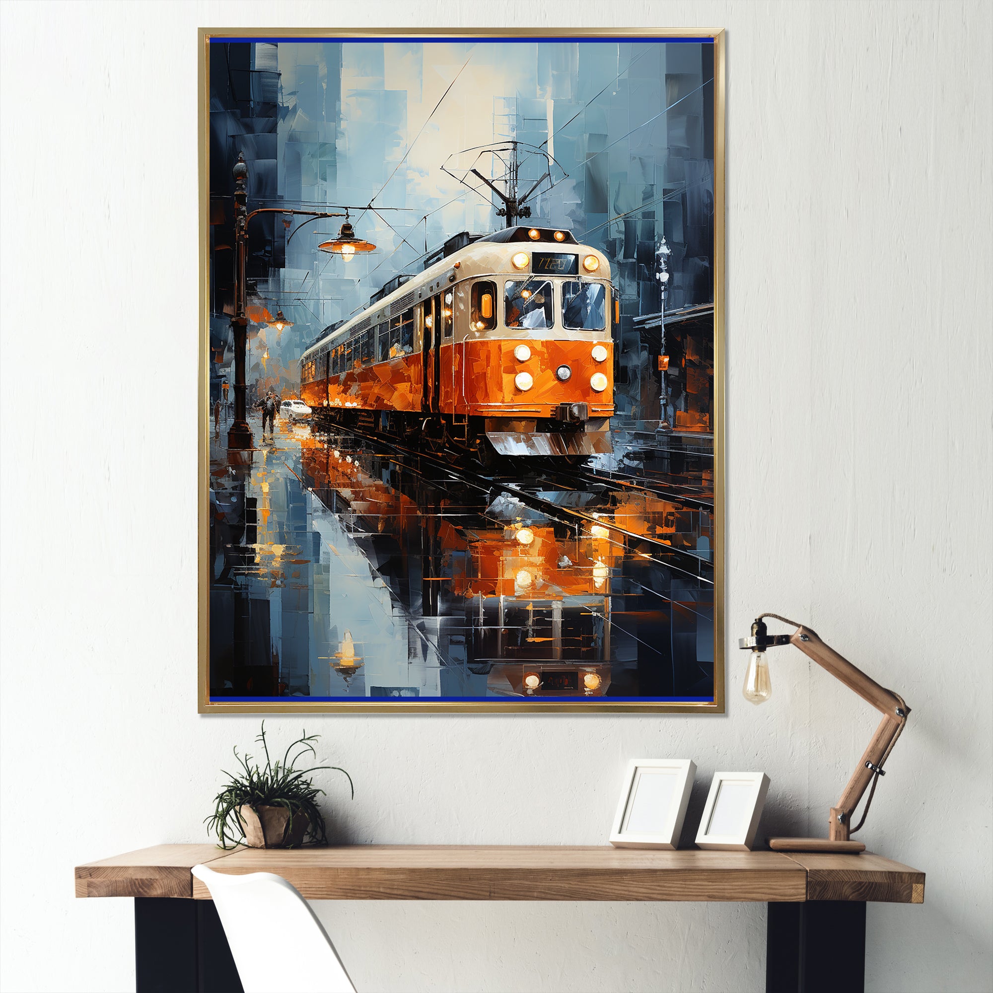 Orange White Train Journey - Train Canvas Wall Art