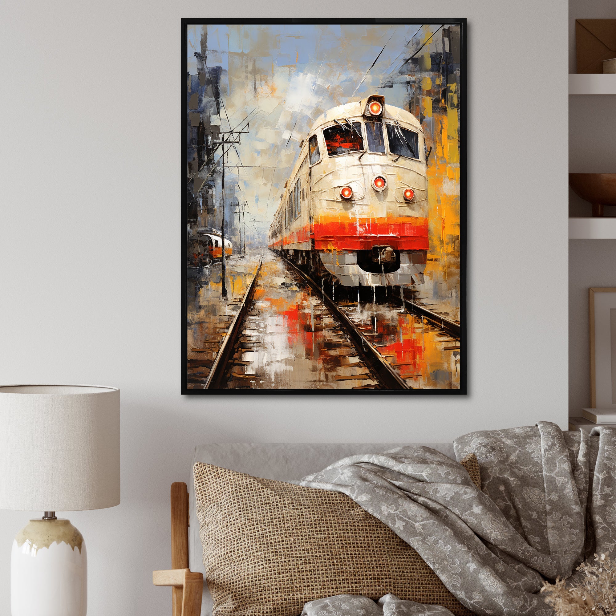 White Red Train Journey - Train Canvas Wall Art
