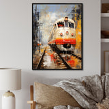 White Red Train Journey - Train Canvas Wall Art