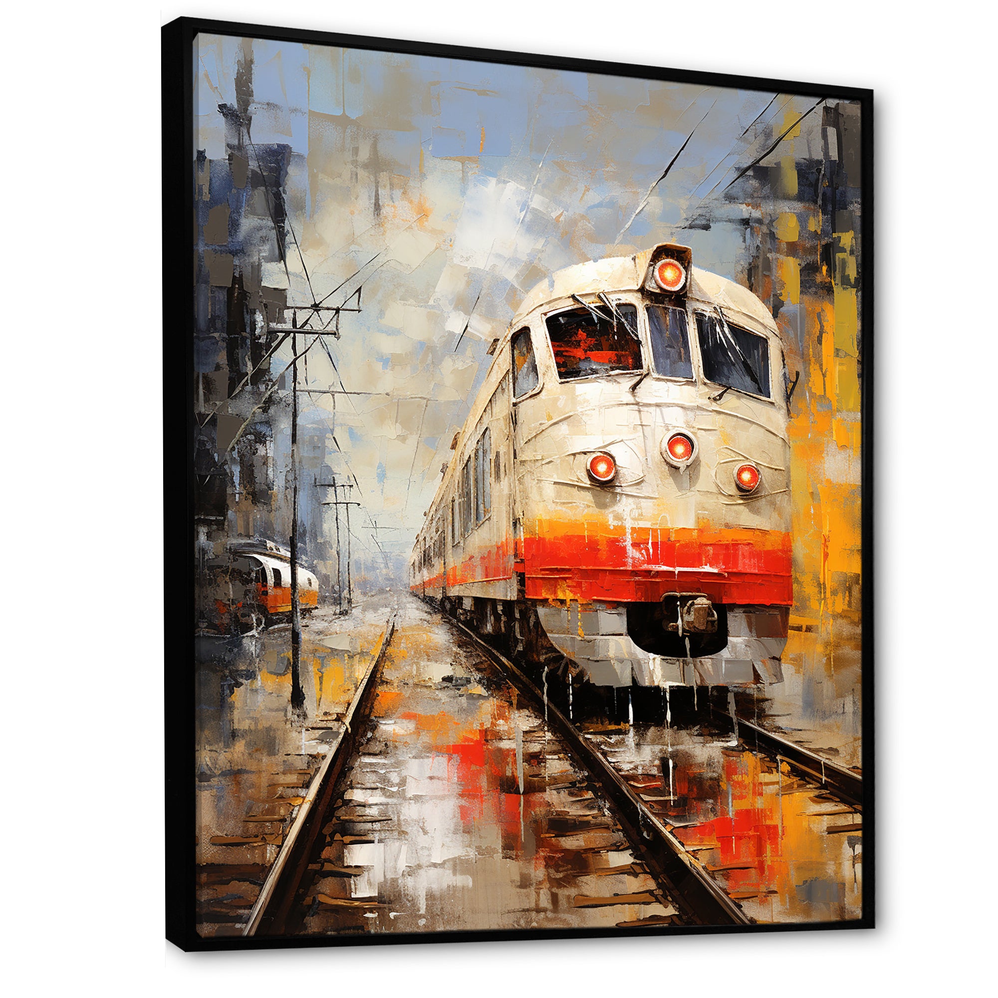 White Red Train Journey - Train Canvas Wall Art